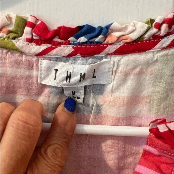 THML Pink Multi-Stripe Tiered Mini Dress - Picture 6 of 7